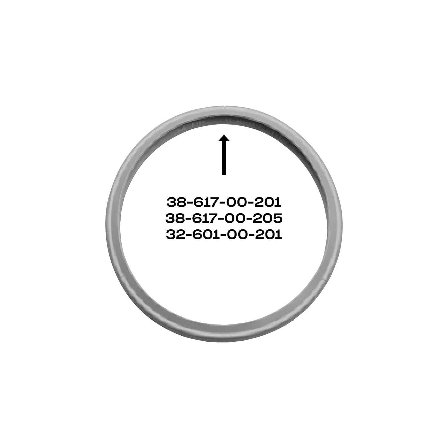 Fissler Rubber Gasket 18 cm for Pressure Cookers before 2010, sturdy and precise, with arrow and part numbers on a white background.