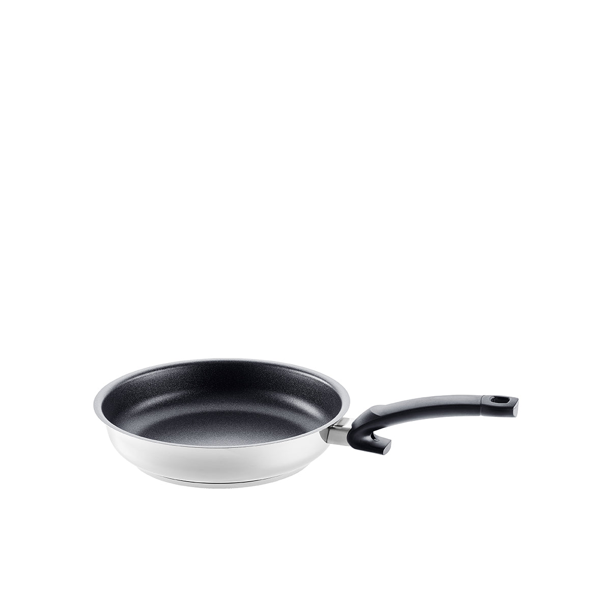 Fissler Adamant® Premium Frying Pan, 18/10 stainless steel, scratch-resistant non-stick coating, ergonomic handle on a white background.