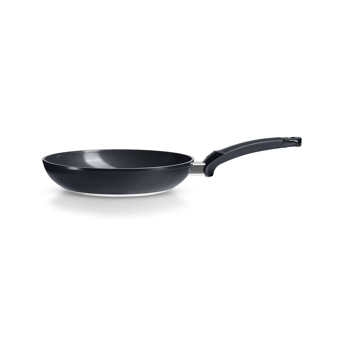 Fissler Ceratal® Classic Frying Pan in Orbit Black, PFAS/PTFE-free, German Frying Pan with curved handle. Shown on a white background.