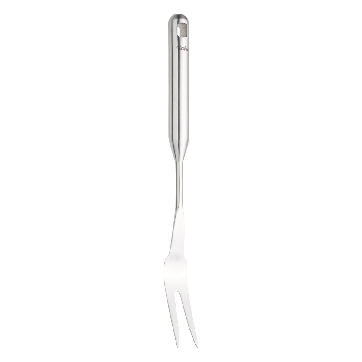 Die Fissler Essential® Fleischgabel - präzisionsgeschmiedeter Edelstahl, zwei scharfe Zinken, langer Griff. Modernes deutsches Design.