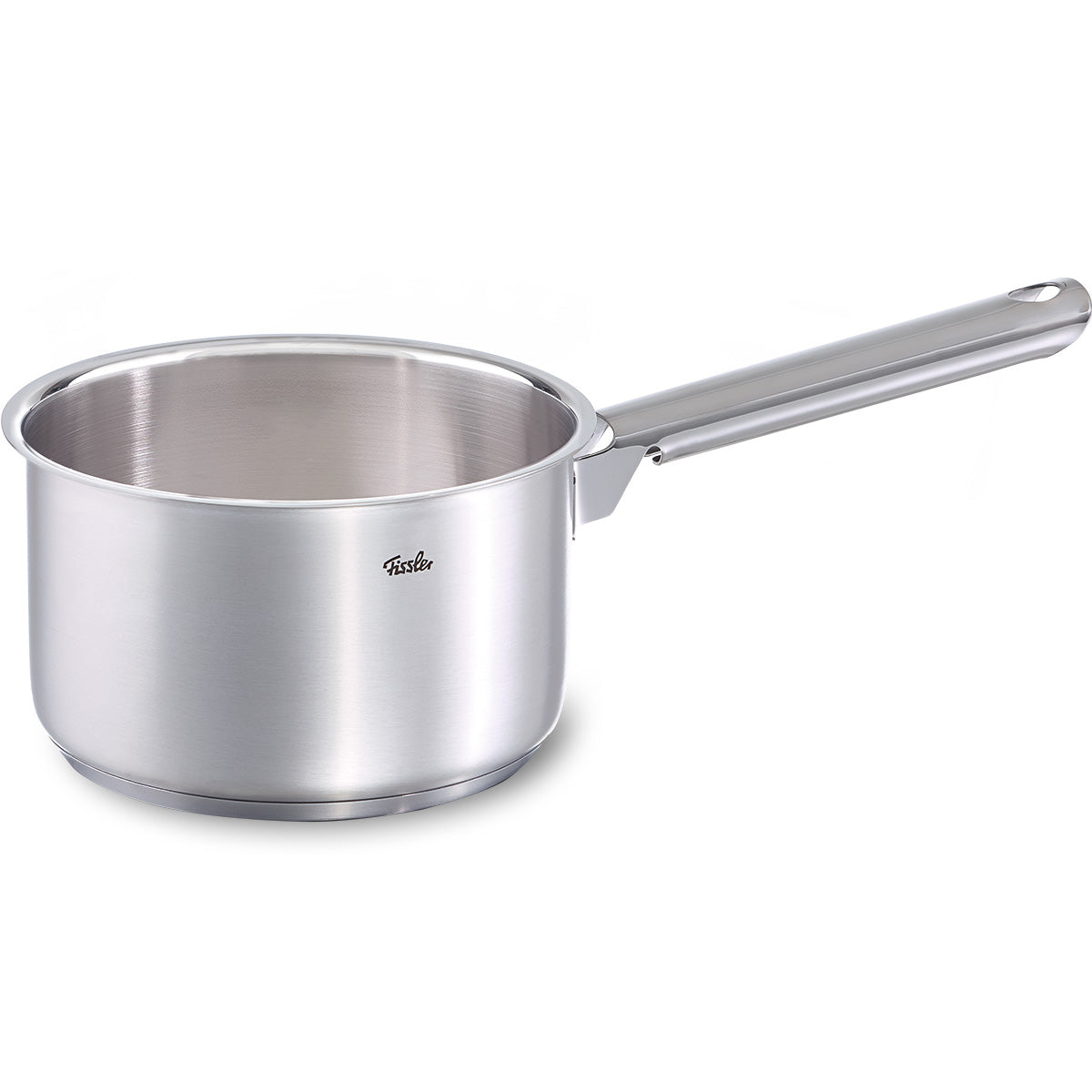 Die Fissler Family Line Stielkasserolle, Edelstahl, langer Griff, Logo-Detail, superthermischer Boden - Präzisionsarbeit aus Deutschland.