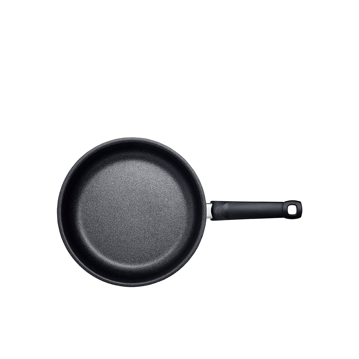 Fissler Adamant® Premium Frying Pan, Made in Germany: durable non-stick coating, long handle; top view on white, precision-crafted.