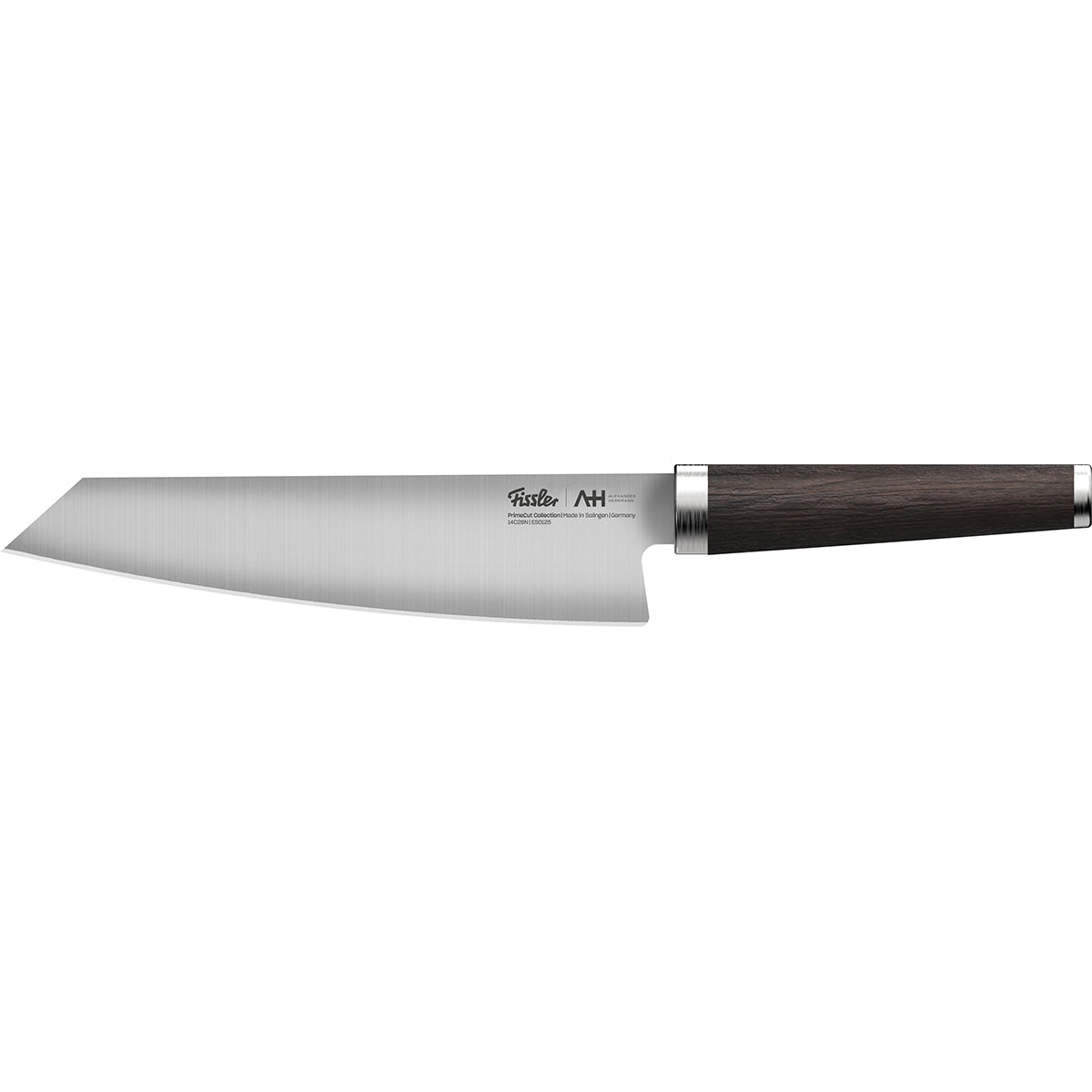 Das Fissler PrimeCut Kochmesser 20cm vereint modernes deutsches Design mit Solinger Stahl und einem langlebigen, eleganten Holzgriff.