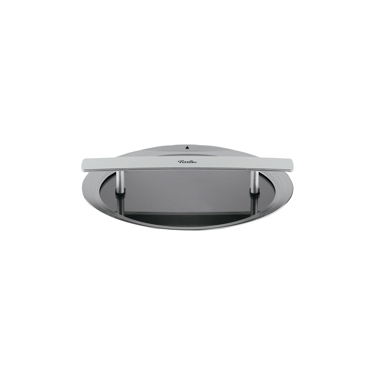 Fissler Phi Collection® Glasdeckel 16 cm – präzise gefertigter Glasdeckel mit horizontalem Griff, passend für 16-cm-Töpfe. Weißer Hintergrund.