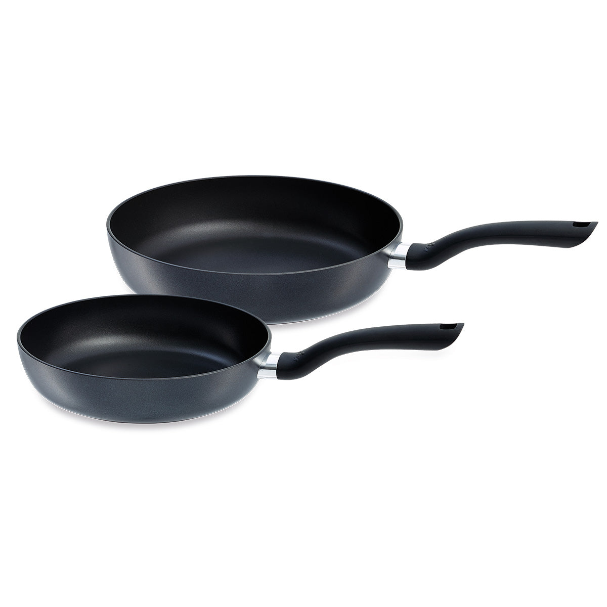 Experience precision-engineered German quality with the Fissler Cenit® 2-piece frying pan set, featuring two non-stick pans (24 cm & 28 cm) with durable black handles, elegantly positioned side by side on a white background. These expertly crafted pans offer exceptional non-stick performance for easy cooking and cleaning—true to Fissler’s heritage of innovation, durability, and timeless design since 1845.