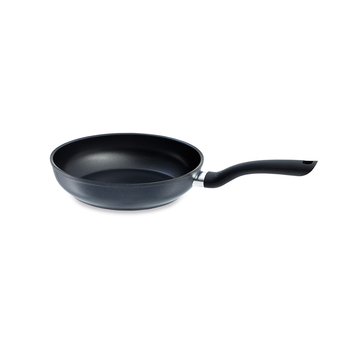 The Fissler Cenit® Induction Pan in Black, with a durable non-stick coating and curved handle, embodies timeless German engineering.