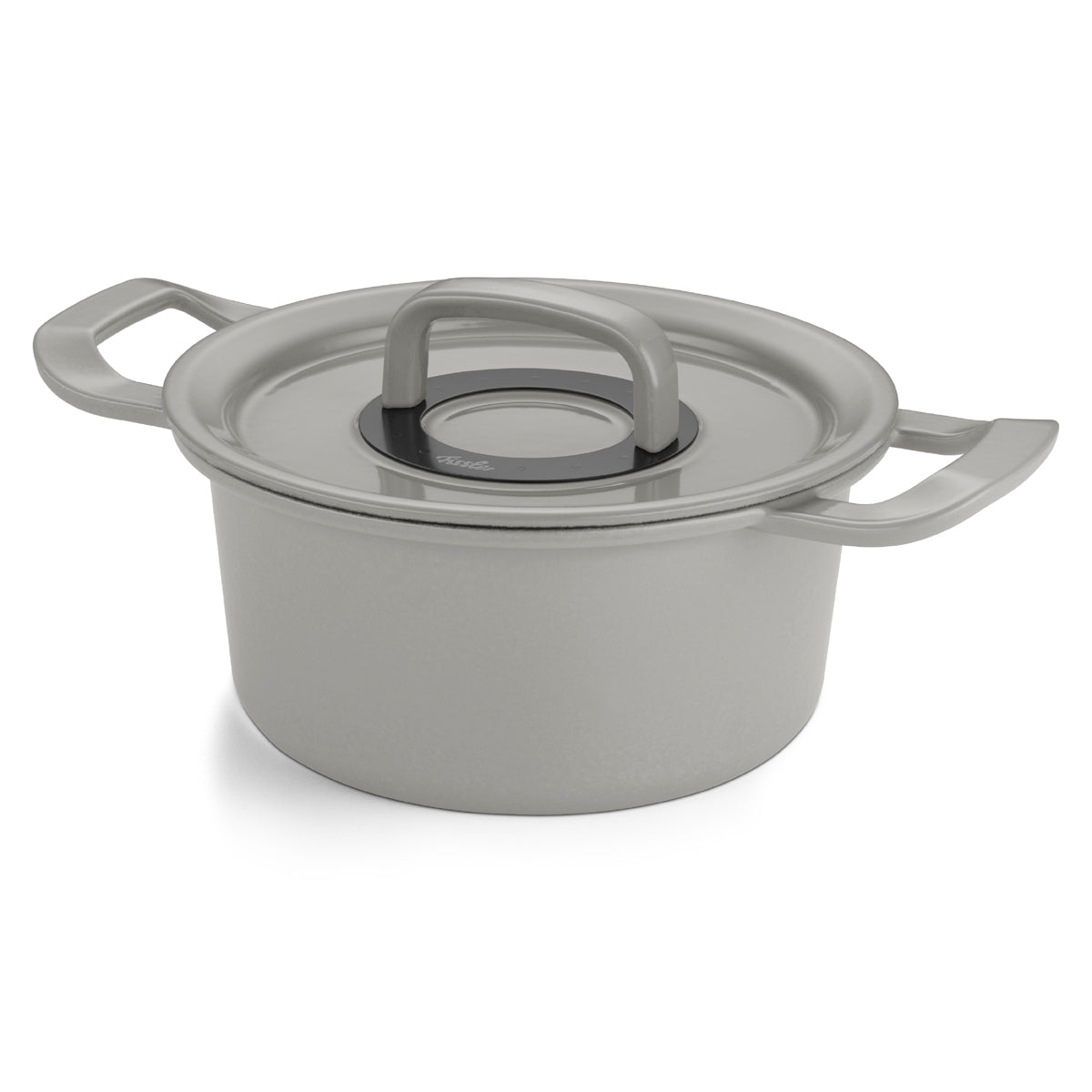 Fissler Original-Profi Collection® cast iron Cooking Pot: light grey cast iron pot, slim handles, Glass Lid - Made in Germany.