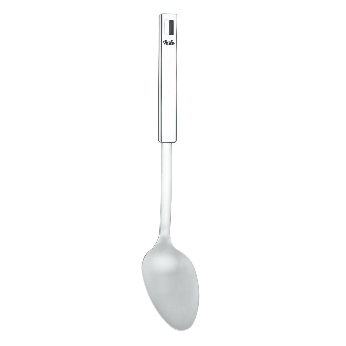 Fissler Original-Profi Collection® Servierlöffel aus hochwertigem Edelstahl 18/10, mit flachem Griff und tiefer Schale, auf weißem Grund.