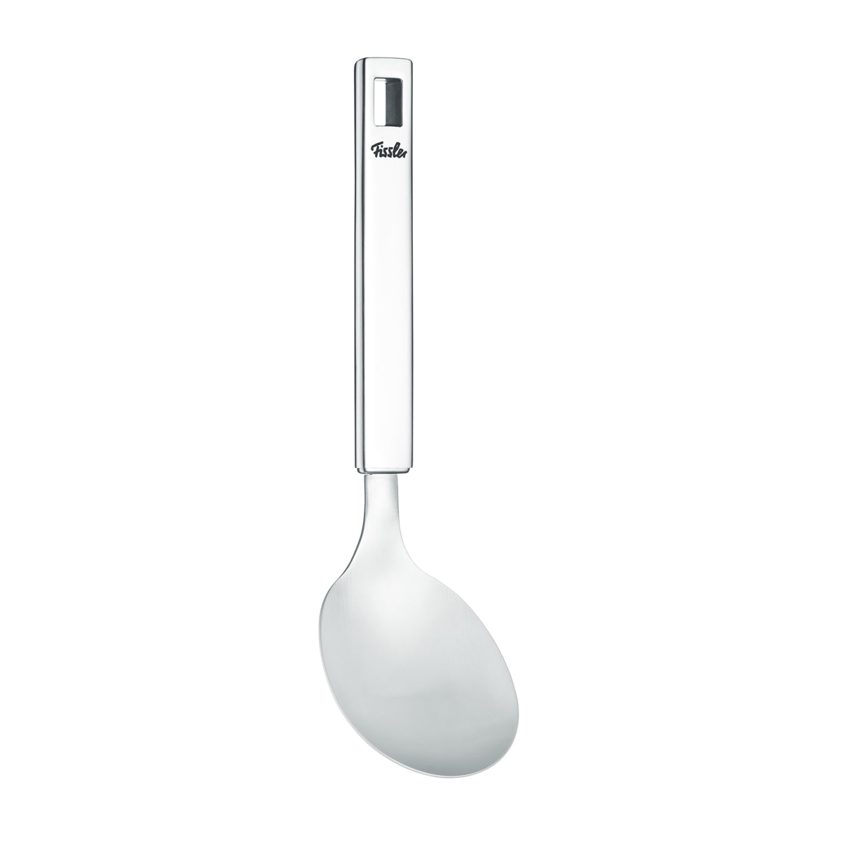 Fissler Original-Profi Collection® Gemüse-/Reislöffel aus hochwertigem Edelstahl 18/10, hier mit modernem Griff in Weiß.
