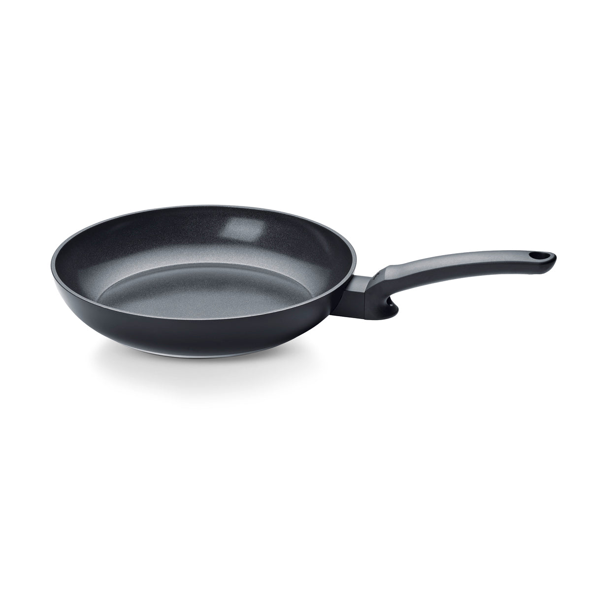 Fissler Ceratal® Evo Classic Frying Pan Set (24 & 28 cm), black ceramic coating, made in Germany, long handles, on white background.