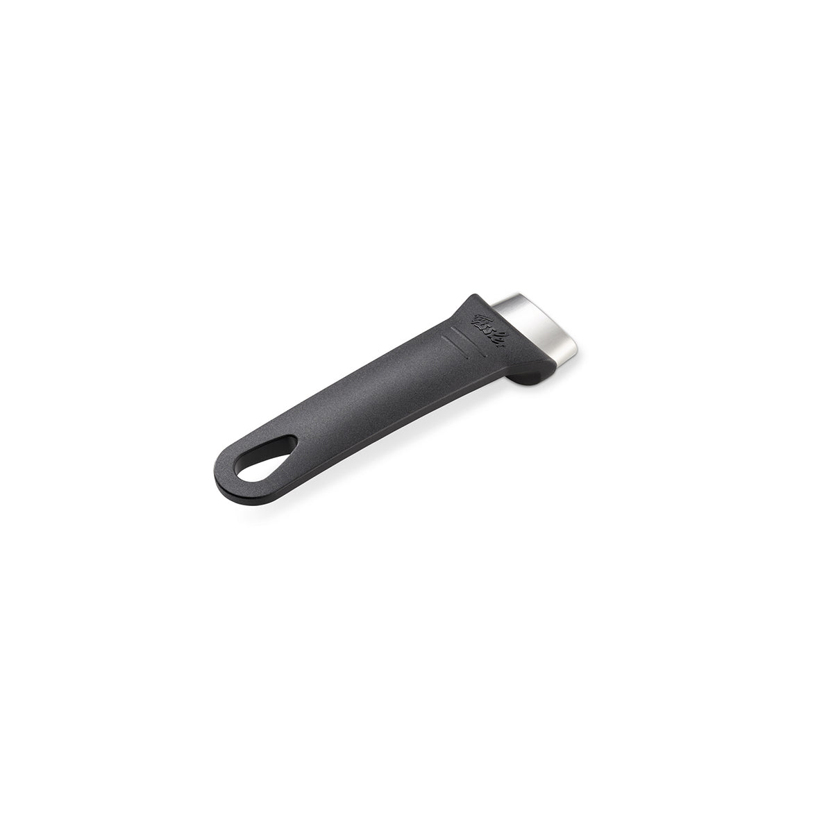 Fissler Intensa® black saucepan handle, black and silver with hanging hole - German precision for lasting kitchen performance.