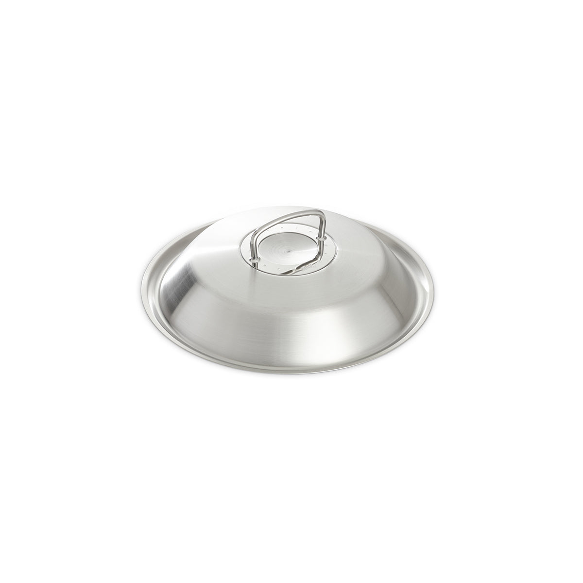 Fissler Original-Profi Collection® 30 cm Wok-Deckel aus Edelstahl mit ergonomischem Griff, präzisionsgefertigt, auf weißem Grund.