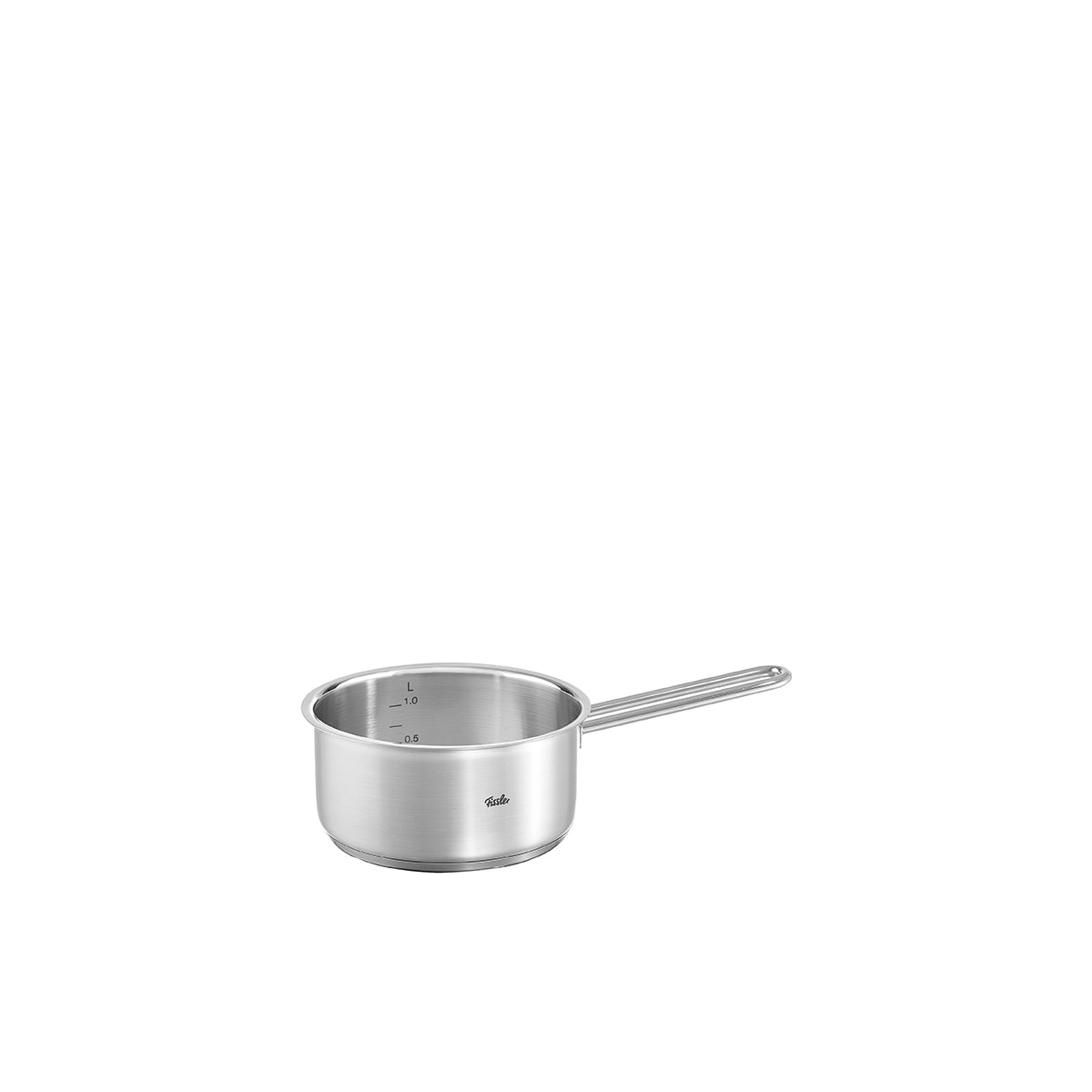 Die in Deutschland gefertigte Fissler Viseo® Stielkasserolle ohne Deckel verfügt über Messmarkierungen und einen schlanken Griff.