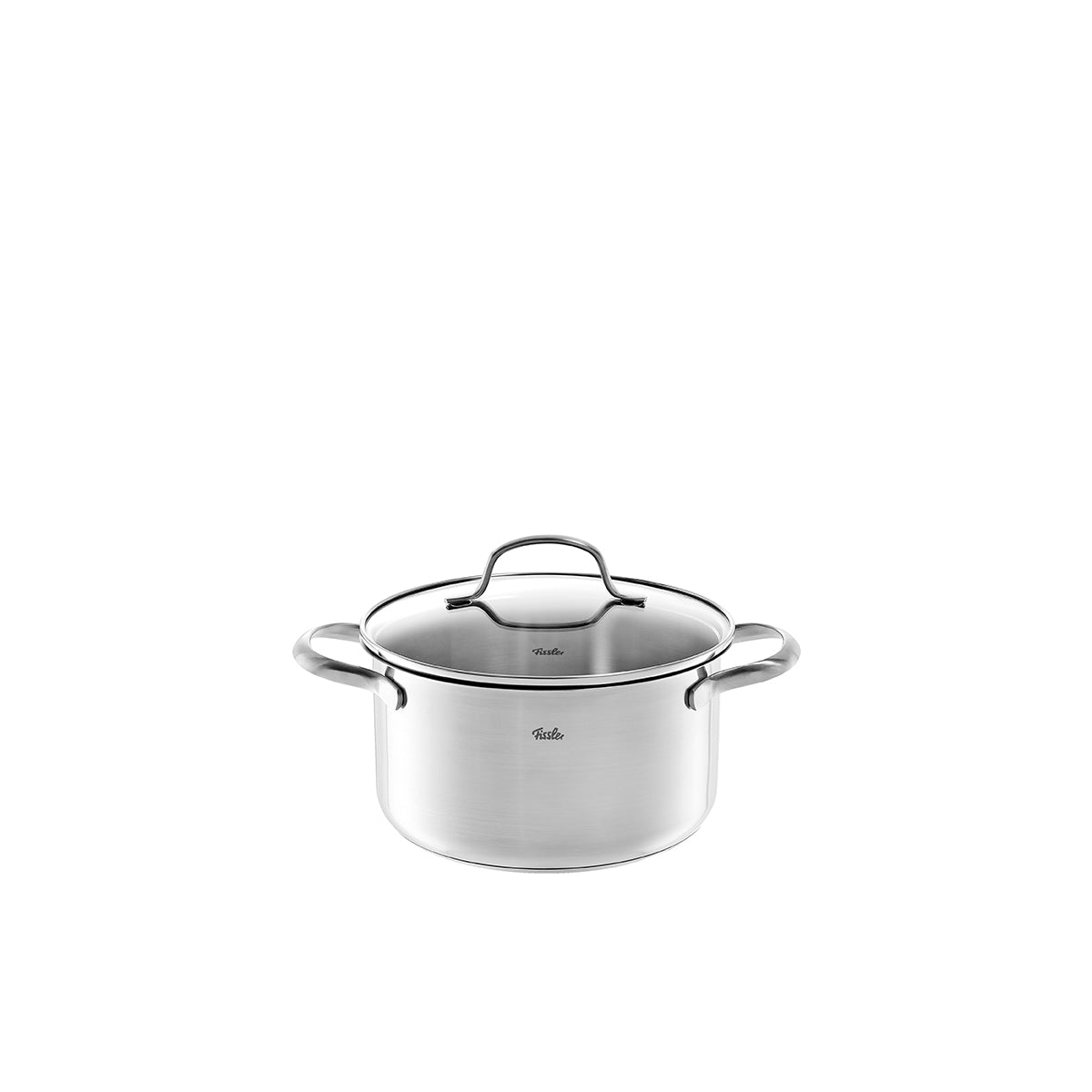 Fissler San Francisco Cooking Pot: premium 18/10 Stainless Steel, modern design, Glass Lid & measuring scale. Made in Germany.
