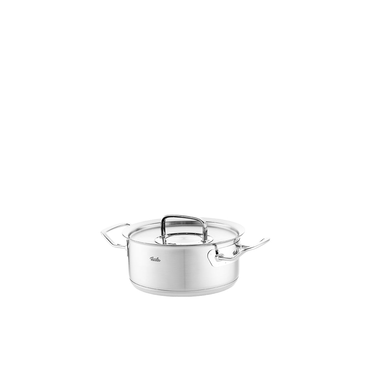 Fissler Original-Profi Collection® Casserole Pot with Metal Lid and side handles, made from stainless steel. Suitable for induction. Made in Germany.