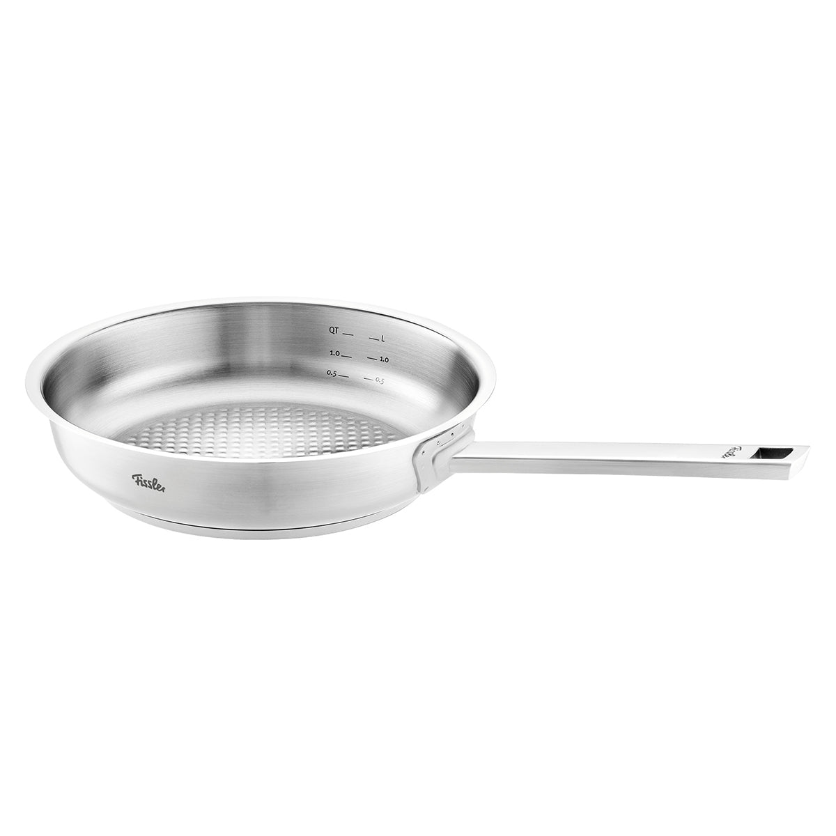 Fissler Original-Profi Collection® Stielpfanne - hochwertiger deutscher Edelstahl, Novogrill-Oberfläche, markierte Innenseite, induktionsgeeignet.