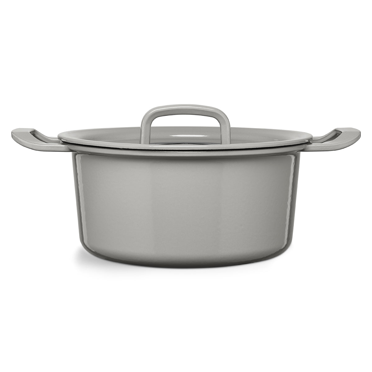 Fissler Original-Profi Collection® Cast Iron Pot with Lid, Side Handles, and Modern Design, Made in Germany on White Background.