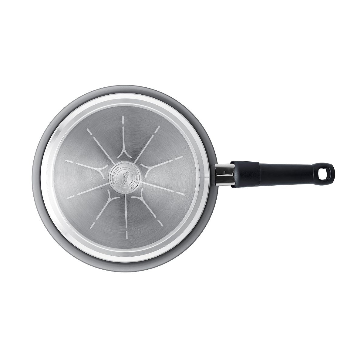 Draufsicht auf die Fissler Ceratal® Comfort Pfanne 28cm, Orbitschwarz, Glasdeckel, Metallboden, PFAS/PTFE-freie Antihaft.