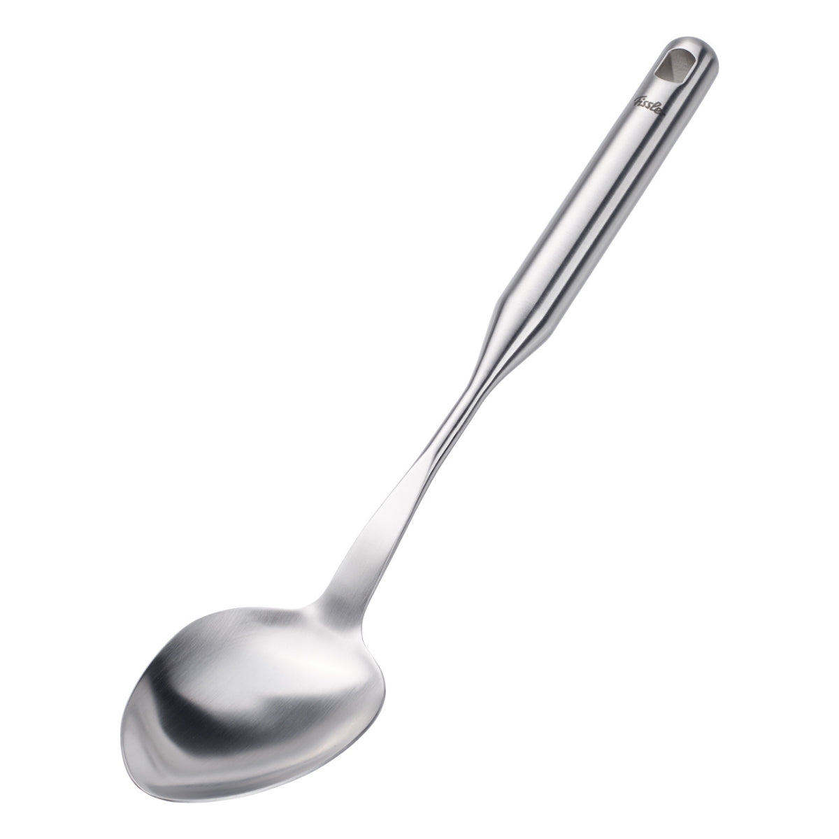 Fissler Essential® Serving Spoon: High-quality stainless steel serving spoon with a deep oval bowl and long handle. Made in Germany.