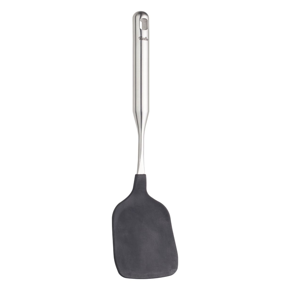 Fissler Essential® Wokwender mit Silikon: Präzisionsgeschmiedeter Griff, glatte Silikonklinge. Modernes, langlebiges deutsches Design für mühelosen Gebrauch.