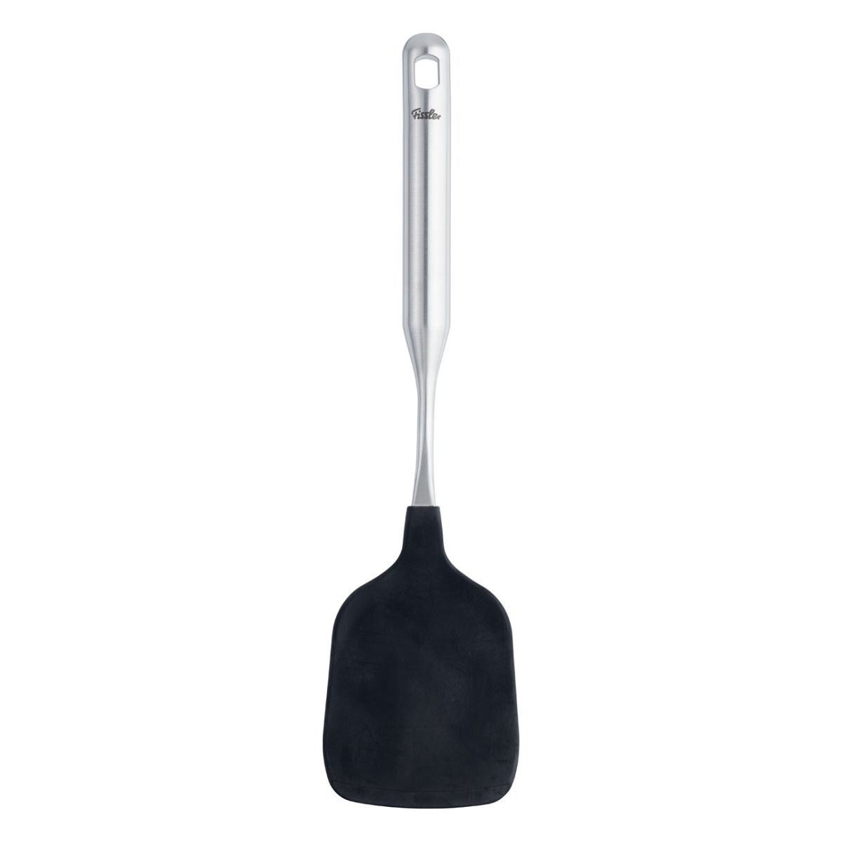 Der Fissler Essential® Wokwender mit Silikon - modernes, langlebiges deutsches Design mit einem Griff aus Edelstahl und einem flachen Silikonkopf.