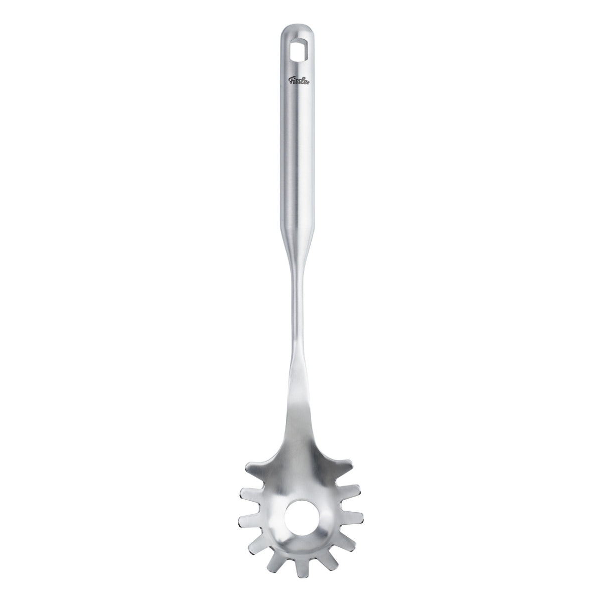 Der Fissler Essential® Spaghettiheber: Präzise gearbeiteter Edelstahl, ergonomischer Griff, für müheloses Servieren von Pasta - Made in Germany.