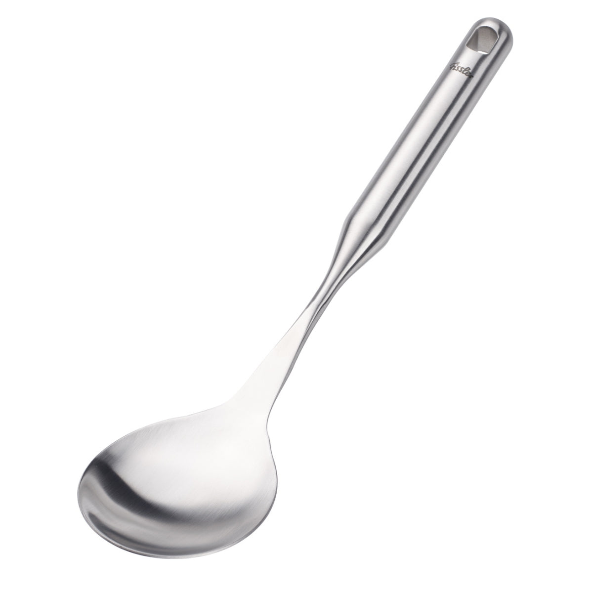 The Fissler Essential® Stainless Steel Serving Spoon features a deep bowl and an ergonomic handle - timeless, durable, Made in Germany.