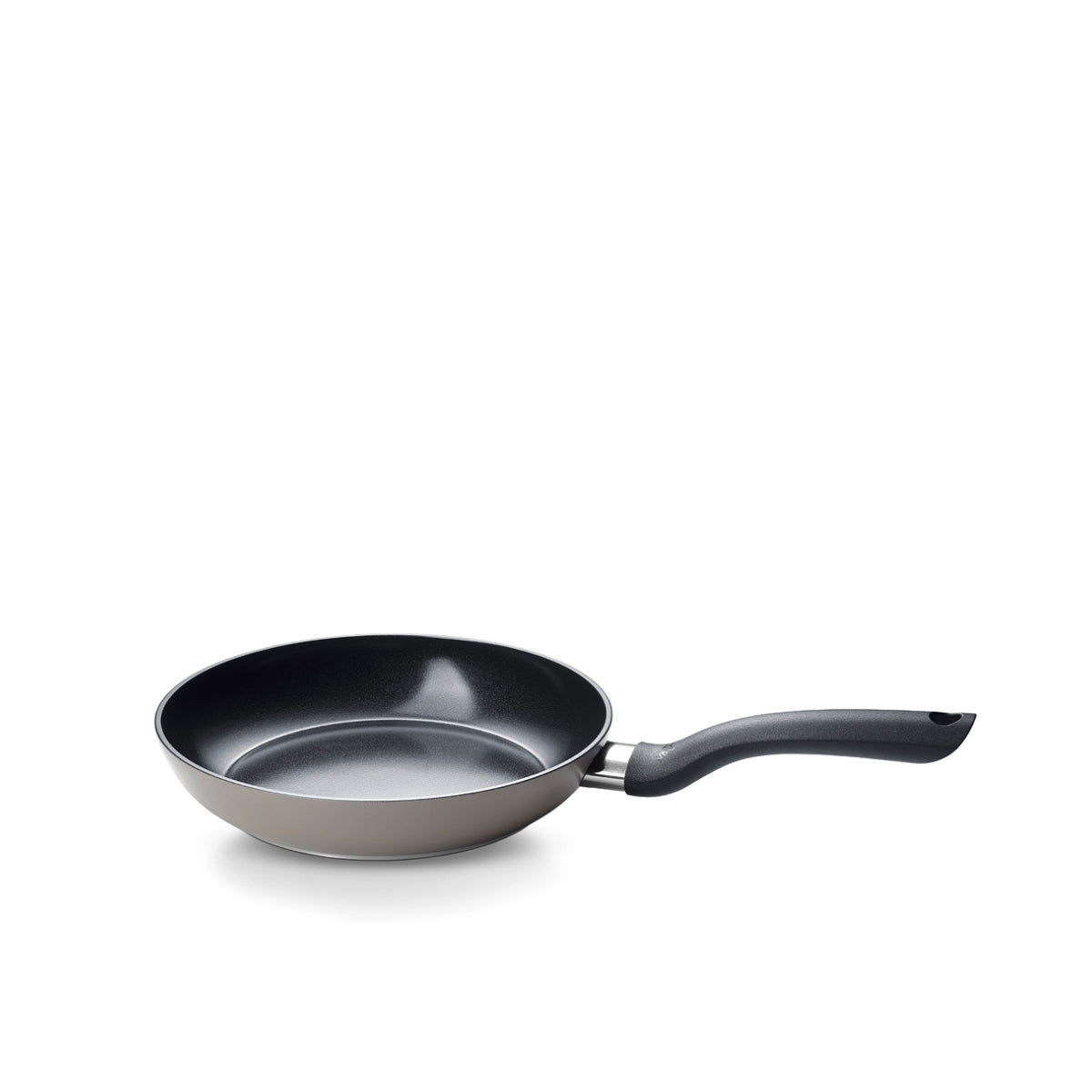 Fissler Essential® Frying Pan, PFAS/PTFE-free Non-Stick Coating, long handle, made in Germany. Modern, durable design. Shown on a white background.