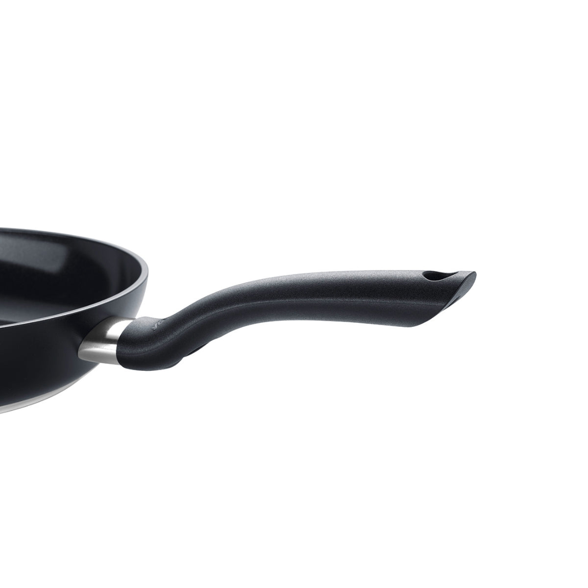 Fissler Essential® Frying Pan with modern curved handle, PFAS/PTFE-free non-stick. Precision-made in Germany. Shown on a white background.