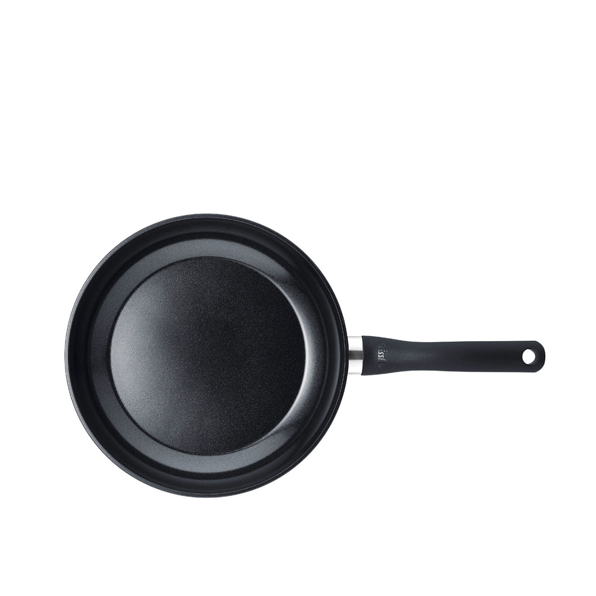 Top view of the Fissler Essential® Frying Pan, PFAS/PTFE-free nonstick frying pan with long handle. German precision craftsmanship.