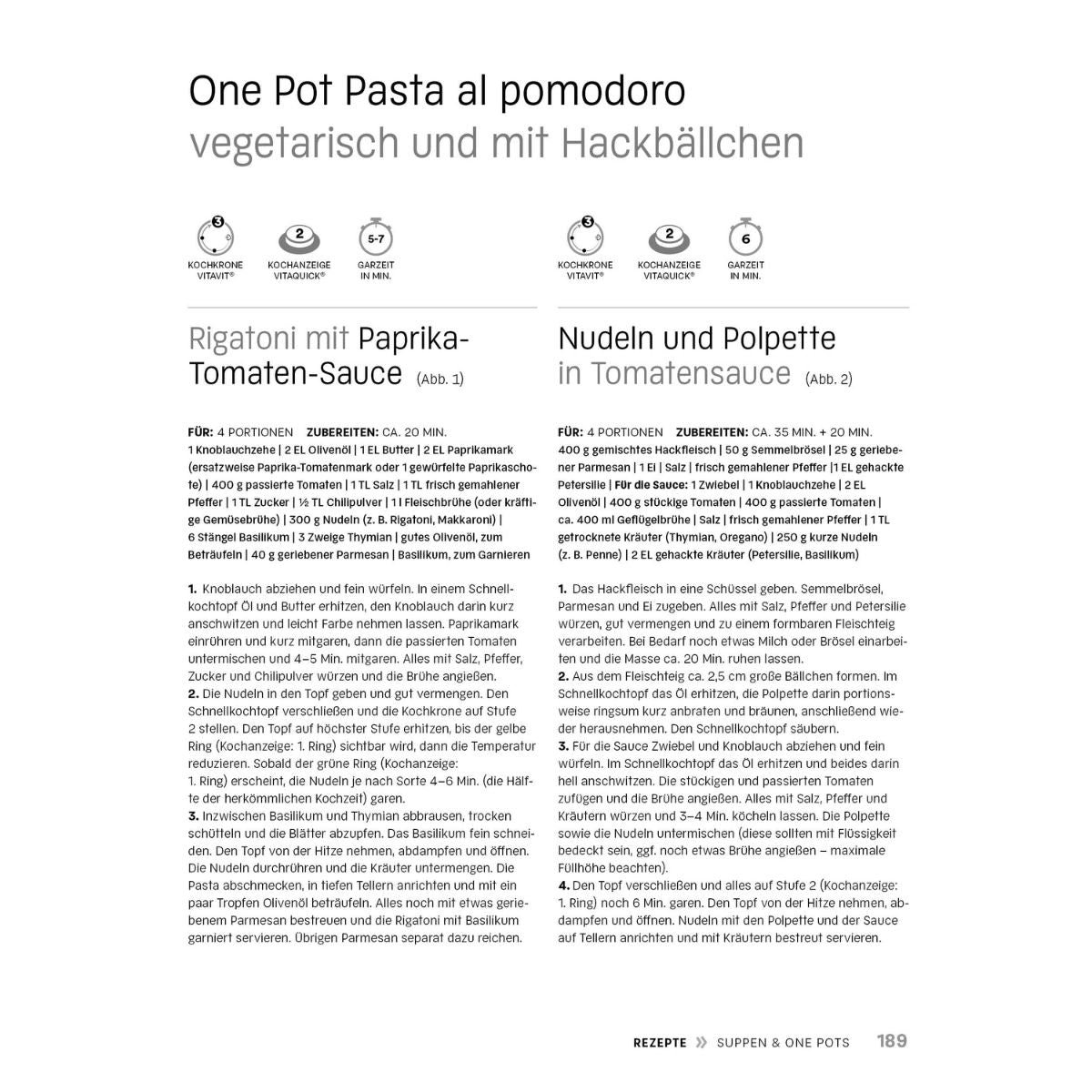 Fissler "Welt des Schnellkochens": Zwei Pasta-Rezepte, Familienfreundlich & schnell, mit Icons - inspiriert von Fissler Qualität.