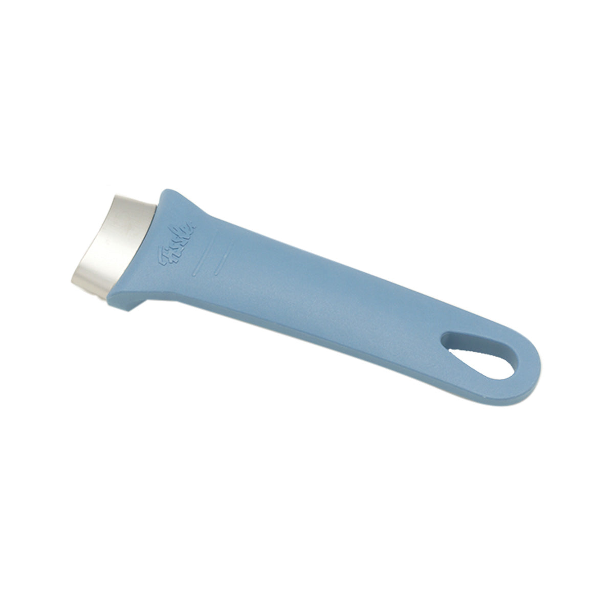Fissler Intensa® blue silicone handle with stainless steel collar and loop, fits Intensa pots. Pictured on a white background.
