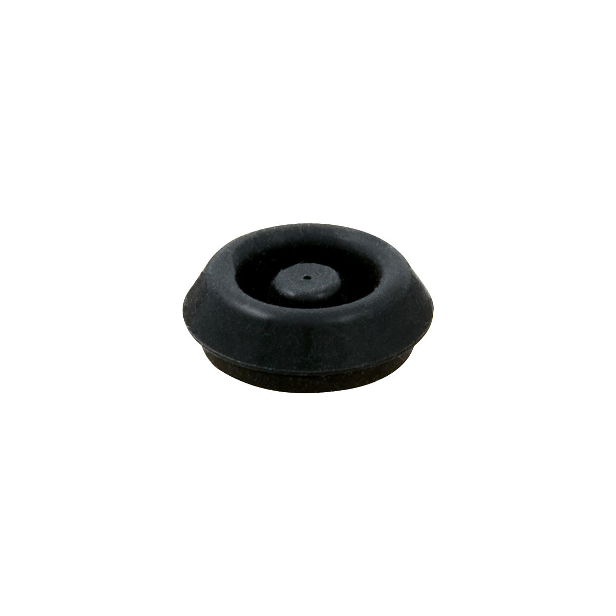 Precision-engineered black rubber grommet with center hole on white, a durable Fissler rolling diaphragm for pressure cookers.