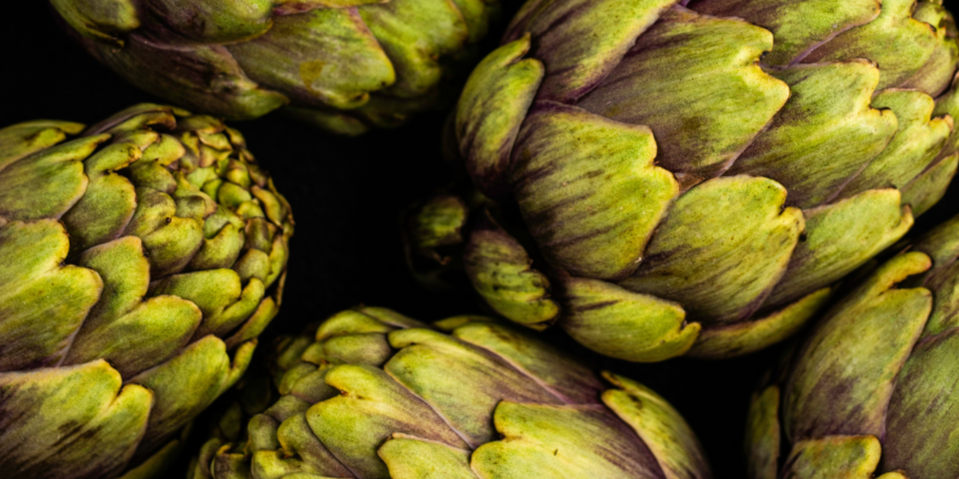 Close-up of fresh green artichokes with crisp, layered leaves resting in a Fissler stainless steel pot against a dark background.