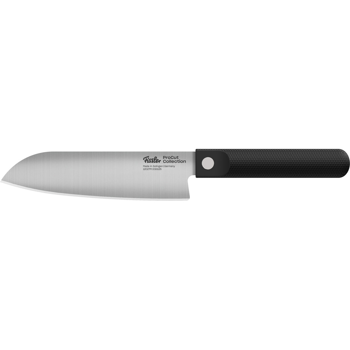 Fissler ProCut Chef's Knife, stainless steel blade with straight edge and black textured handle - Precision quality "Made in Germany".