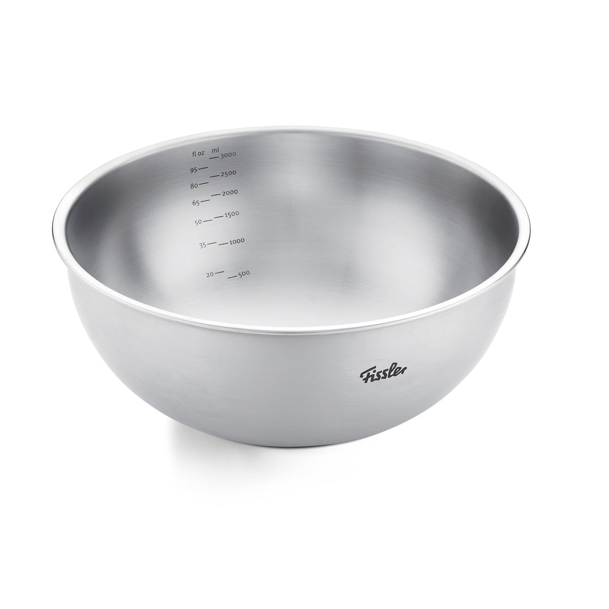 Fissler Essential® Schüssel 24cm, Edelstahl, innen Messmarkierungen, außen Logo. Stapelbar - Qualität und Innovation seit 1845.