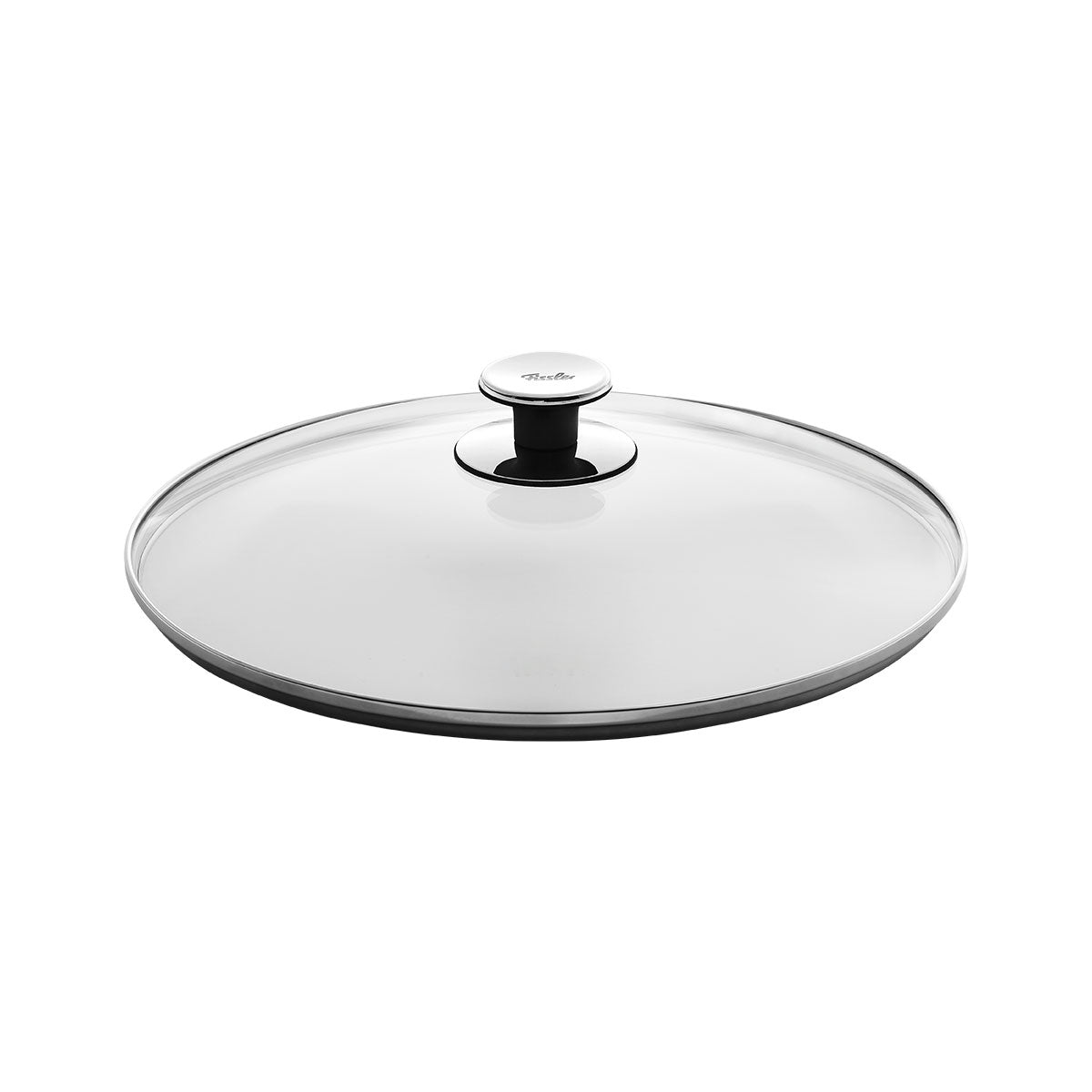 Fissler Glasdeckel: Transparenter, moderner Deckel mit Edelstahlrand und schwarzem Griff. Präzisionsgefertigt in Deutschland, spülmaschinenfest.