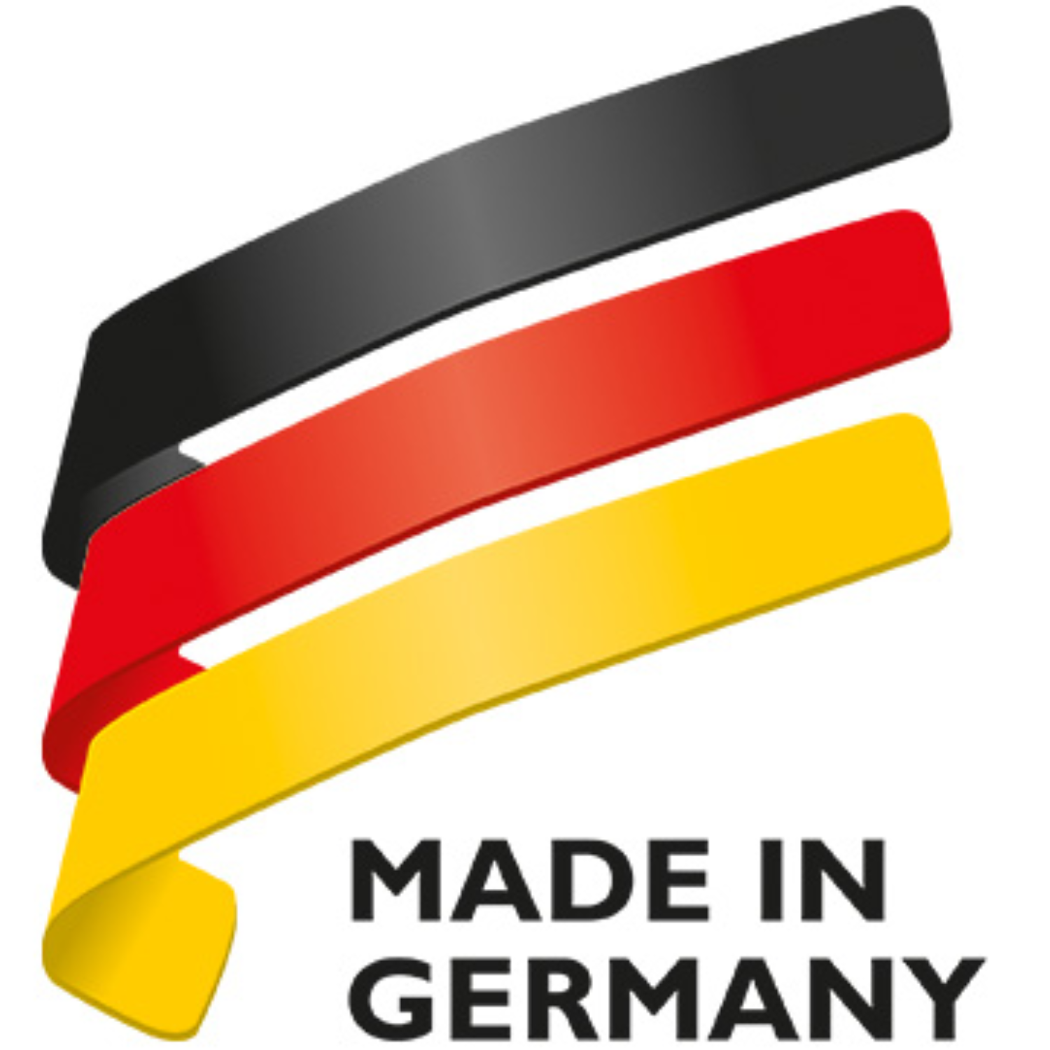 Above the bold "MADE IN GERMANY" lettering, three curved stripes in black, red, and yellow highlight Fissler's German craftsmanship.